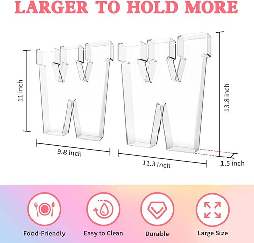 13.8" Acrylic Letter Charcuterie Tray, Charcuterie Letters Fillable Box for Food, Reusable Serving Cake Candy Dish Display Tray for Birthday Anniversary Party Decoration (Letter W)