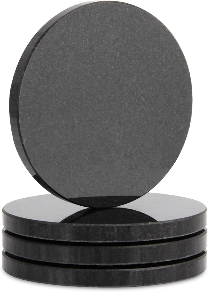 Natural Marble Coasters Set of 4, 4 inch Round Stone Coasters by Unknown