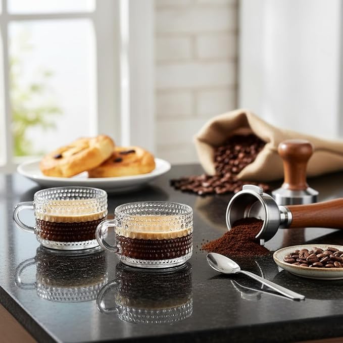Glaver's Espresso Cups, Small 3 oz Set of 6 Shot Glasses Coffee Espresso Mugs - Image 5