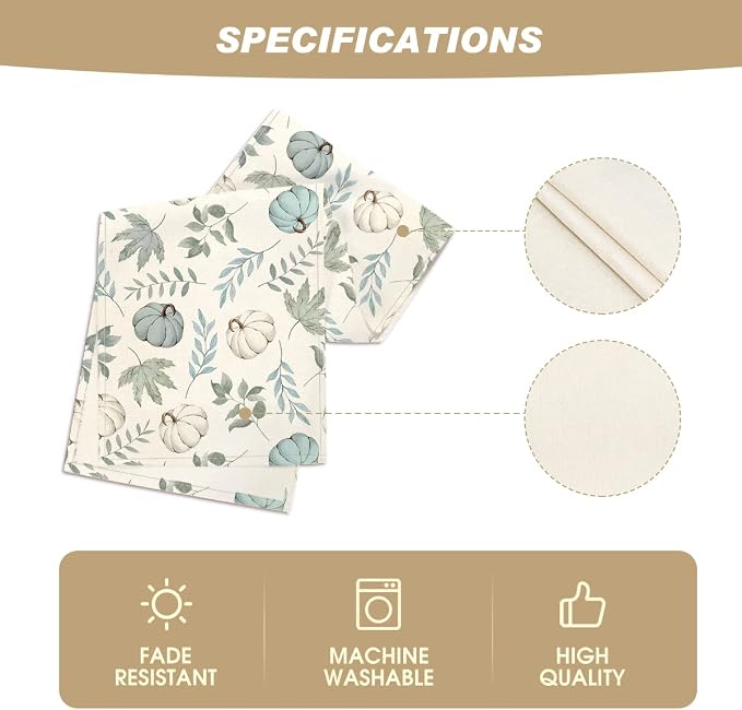 Artoid Mode 210 GSM Fall Table Runner 13x90 Inch Home Party Decor | Blue - Image 5