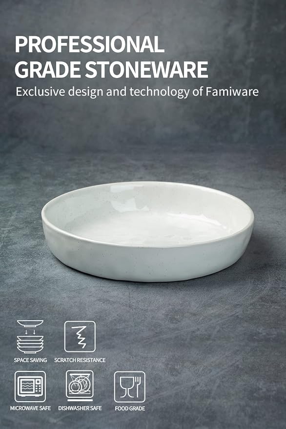 famiware Mars 4 Pieces Pasta Bowls Set, 8.5 inch Salad Bowls, Large Capacity - Image 6