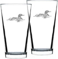 Bevvee Loon Pint Glass for Beer - Fun Bird Themed Gifts and Decor for Men & Women - Set of 2-16 oz Glasses