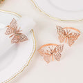 Efavormart 4 Pack | Metallic Blush Rose Gold Laser Cut Butterfly Napkin Rings by efavormart
