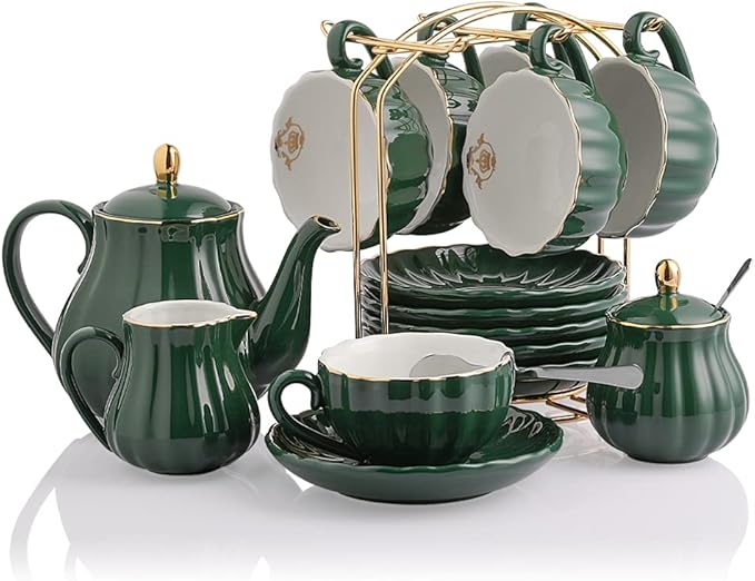 Sweejar British Royal Porcelain Tea Set, 8 OZ Cups & Saucer Service by Sweejarco1949