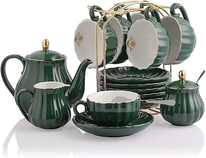 Sweejar Home Porcelain Tea Sets British Royal Series, 8 OZ Cups& Saucer Service by Sweejarco1949