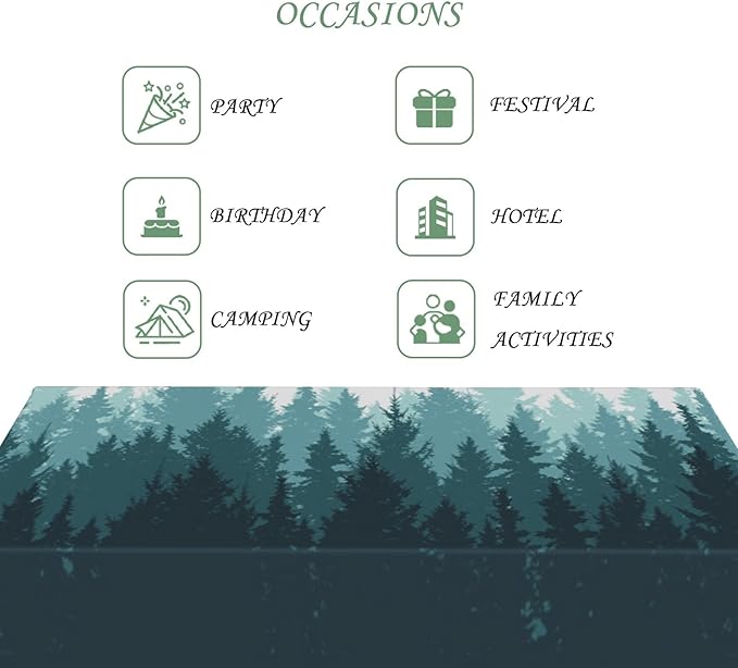 52x70 Inch Nature Rectangular Tablecloth Forest Silhouette Painting Table Cloth Waterproof Durable Table Cover for Picnic Indoor Gaming Room Decor