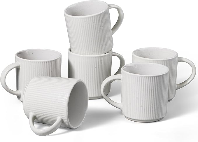 E-far 12 oz Coffee Mugs Set of 6, Stoneware Coffee Cups by E-far