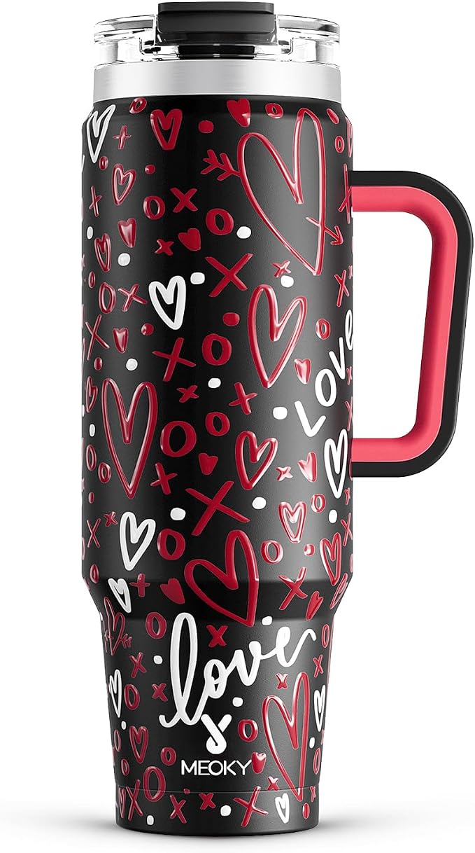 Meoky 40 oz Tumbler with Handle and Straw, Insulated Tumbler with Lid and Straw by MEOKY