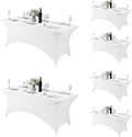 Fokitut 6 Pack Spandex Table Cover for 6FT Table Universal Fitted Stretch Tablecloth for Party, Banquet, Wedding and Events-White