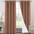 PrinceDeco Linen 100% Blackout Curtains 84 Inches Length 2 Panels Set Grommet Linen Textured Curtains for Bedroom Soundproof Window Treatment Drapes with White Liner, 42" Wide Per Panel, Washed Spice