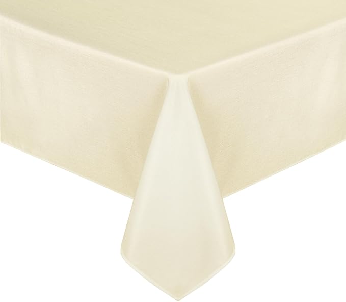 JIUZHEN Rectangle Table Cloth Faux Linen Farmhouse Tablecloth Wrinkle and Stain Resistant Decorative Fabric Table Cover for Kitchen, Dining Room, Parties and Camping, Champagne, 52 x 70 Inch