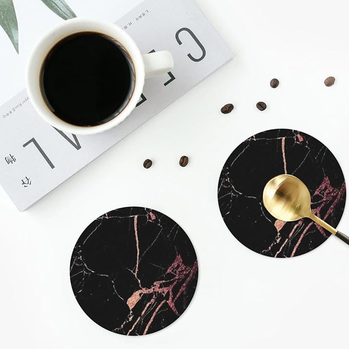 Heat-Resistant Leather Coasters Set of 6, Modern Beverage Coasters - Image 5