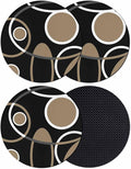 Black Brown Coasters Set of 4, Non-Slip Cup Coaster Mat by PIEPLE