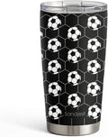 SANDJEST Soccer Stainless Steel Tumbler 20oz, Insulated Travel Coffee Cup by SANDJEST
