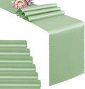 VACVELT Sage Green Satin Table Runners, 12x72 Inch, 6 Pack, Scalloped Edge | by VACVELT