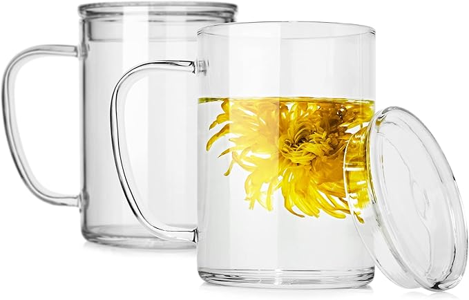 LUXU Glass Coffee Mugs, 27oz Large Glass Coffee Cups Clear Glass Tea Cups by LUXU