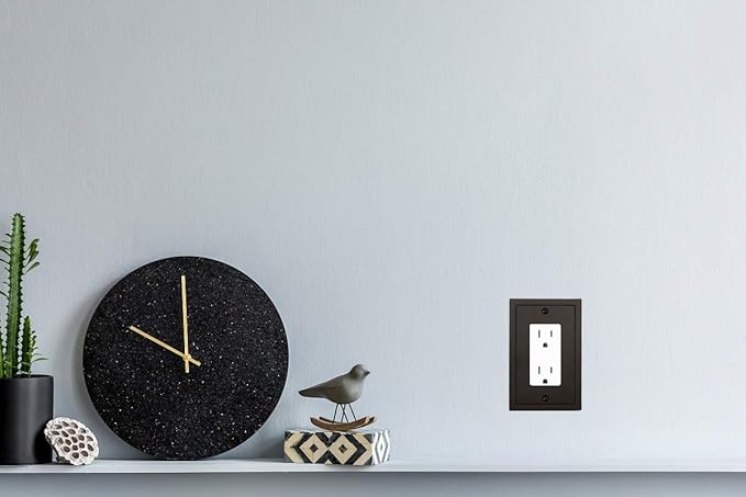 Modern Edge Decorative Wall Plate Switch Plate Outlet Cover, Durable Solid Zinc Alloy (Single Decorator 3PK, Matte Black)