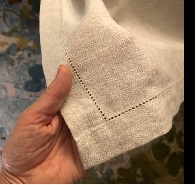 EVERLY Pure Linen Hemstitch Tablecloth,100% Stonewashed French Linen tablecloths for Kitchen Dining Rectangle Tables,60x132Inch Machine Washable Christmas Thanksgiving Organic Tablecloth-Natural Linen