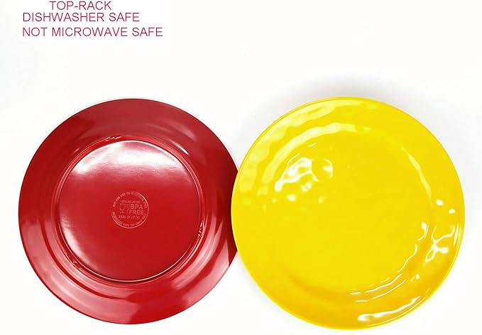 KX-WARE Melamine Plates set -10inch 12pcs 100% Melamine Dinner Plates for Everyday Use, Break-resistant and Lightweight, MultiColor