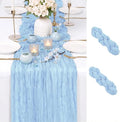 2 Pack Light Blue Cheesecloth Table Runner 17x108 Inch Boho Rustic Semi Sheer by Unknown