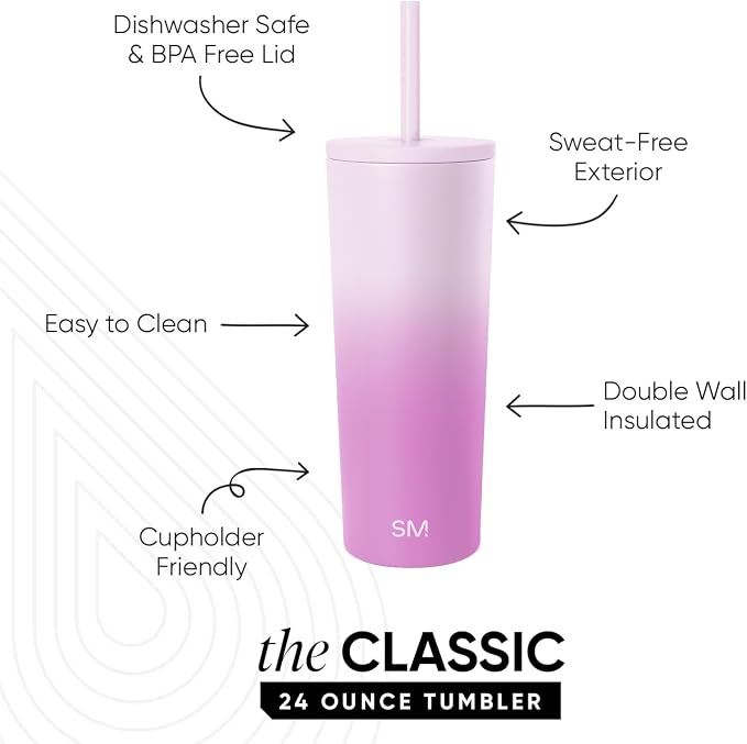 Simple Modern Iced Coffee Tumbler, Insulated | 24oz | Ombré | Reusable - Image 2