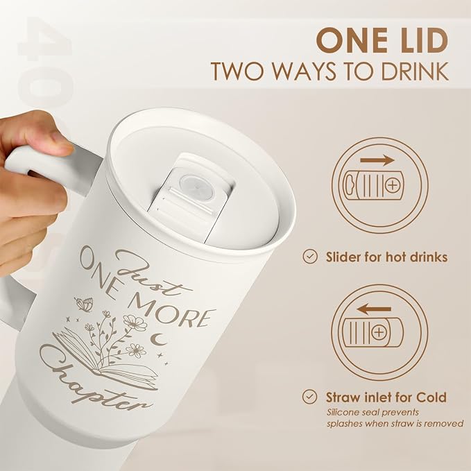 SANDJEST Book Lover Gifts for Women, Just One More Chapter Tumbler - Image 5