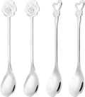 PATIKIL 4pcs Coffee Spoons, Heart/Rose Tea Spoons 304 Stainless Steel Teaspoons by PATIKIL