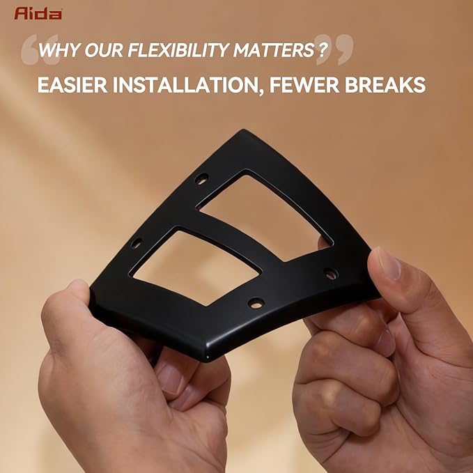AIDA 2-Gang Decorative Wall Plates, 4.88" H x 4.94" L - Unbreakable Thermoplastic Faceplate Cover for Outlets and Switches, UL Listed - (10 Pack, Glossy Black)