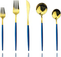 JASHII Blue Gold Silverware Set, 20-Piece Stainless Steel Satin Finish Flatware by JASHII