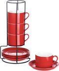 Cappuccino Cups Set of 4, 8oz Stackable Coffee Cups Set by MEICHU