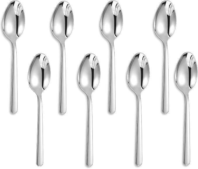 Premium Aline 8-Piece 6.4-Inch Teaspoon Set | 18/10 Stainless Steel Teaspoons; by KEAWELL