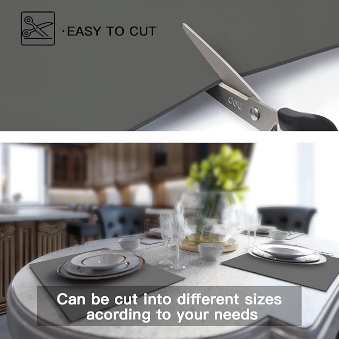 2MM Thick Silicone Countertop Mat, 23.6"x 23.6" Silicone Mats for Kitchen Counter, Nonslip Heat Resistant Mat, Large Kitchen Counter Mats, Waterproof Countertop Protector, Semitransparent