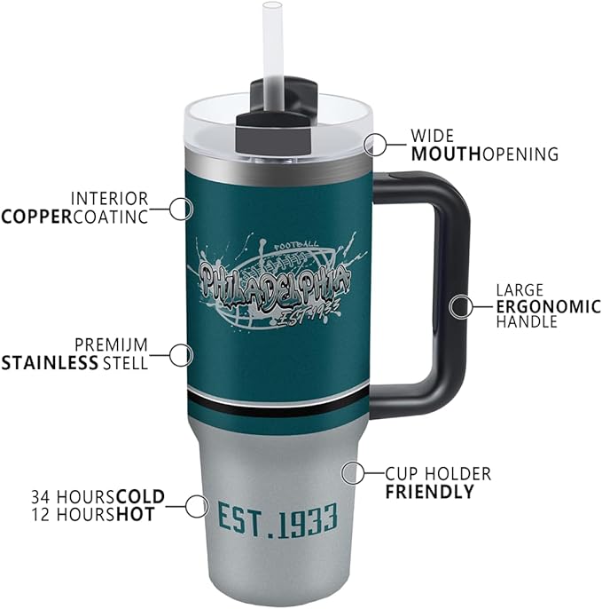 30 oz Tumbler with Handle and Straw,Car cup,Coffee Mug,100% Leakproof Insulated Tumbler with Lid and Straw,Made of Stainless Steel,Cup Holder Friendly Base,Classic Collection Gifts for Fans