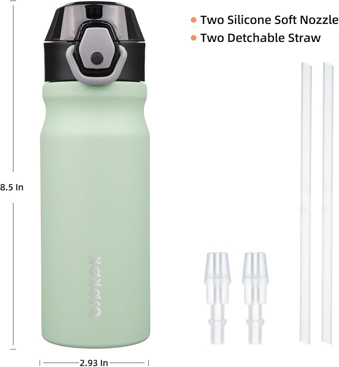 BJPKPK 18 oz Water Bottle with Straw & Handle, Insulated Stainless Flask | Leak - Image 4