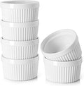 DOWAN Ramekins 12 oz Oven Safe, Creme Brulee Ramekin Souffle Dishes for Baking, Porcelain Samll Bowls for French Onion Soup, Dessert Custard Cups Sauce Dish, Set of 6, Soft White