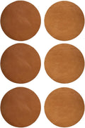Real Natural Grain Leather Coasters – Durable Non-Slip (Tan) Distressed Design, Set of 6 for Table Protection in Home, Office, Kitchen, and Bar