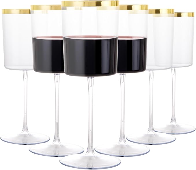Ciaell 12 Pack Gold Plastic Wine Glasses by Ciaell