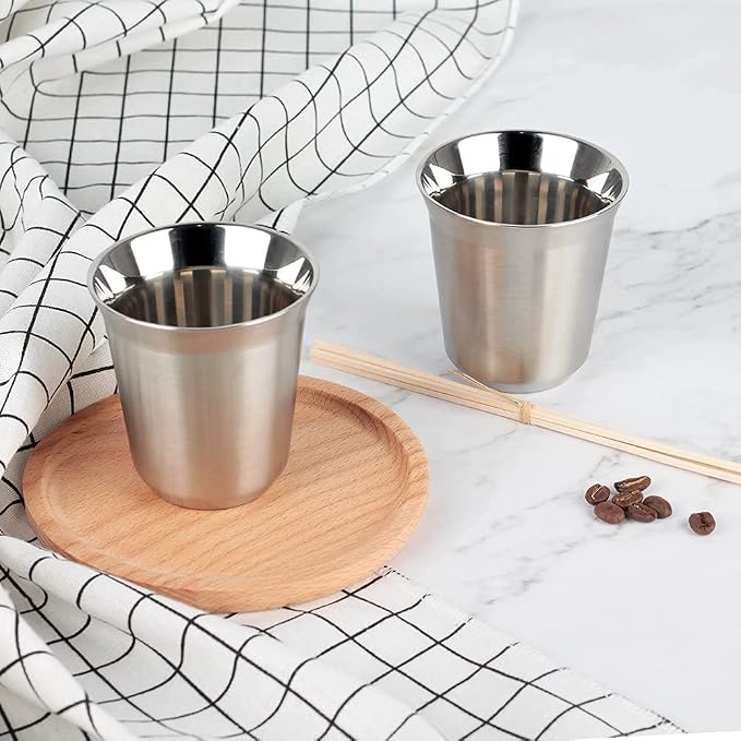 RECAPS 80ml Stainless Steel Espresso Cups Set | 2 Pack Double Wall 304 - Image 5