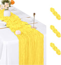 3 Pack Lemon Yellow Cheesecloth Table Runner, 17 x 108 inch, Semi Sheer Boho by ACSUIT