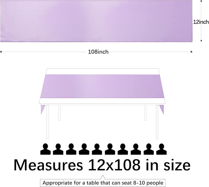 Lavender Satin Table Runners 12x108 inch 5 Pcs Bright Satin Silk Fabric | - Image 4