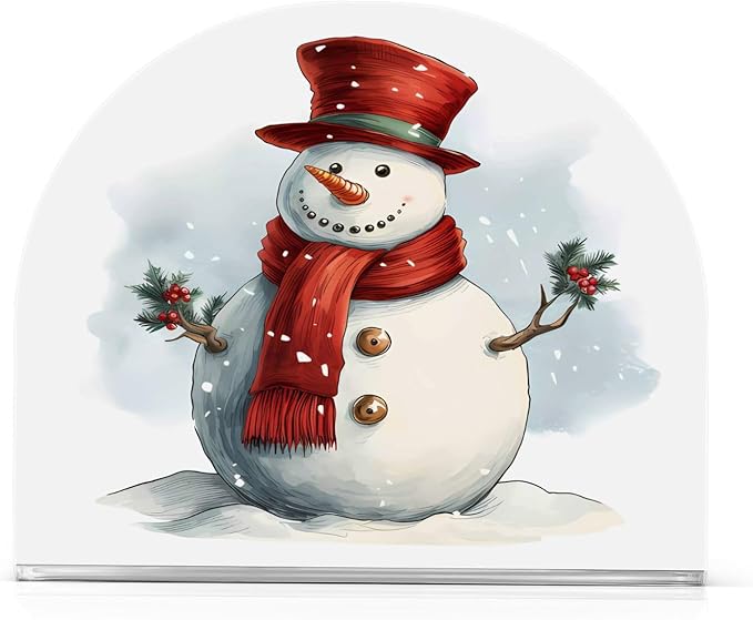 Napkin Holder Christmas Snow Crystal Clear Acrylic Napkin Holders Paper Napkin Holder Dining Table Dispenser for Kitchen Restaurant Home Decor Bar Accessories