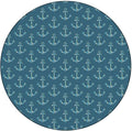 Small Round Tablecloth, Nautical Washable Polyester Table Cloth for, Anchors Maritime Theme Decor, Fit Round Tables 32inch Diameter, for Wedding Party Dining Banquet Use, Petrol Blue Beige