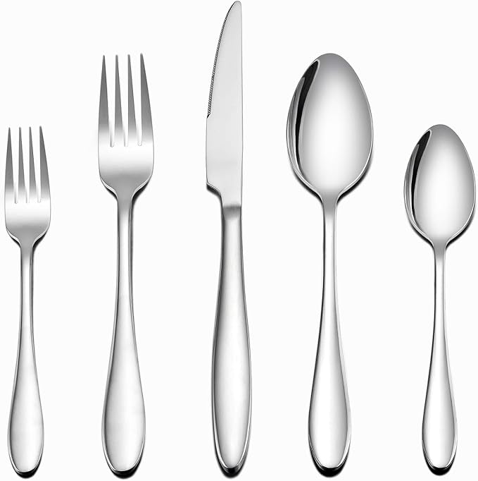 LIANYU Silverware Set 20-Piece, Stainless Steel Flatware Utensils Set Service by LIANYU
