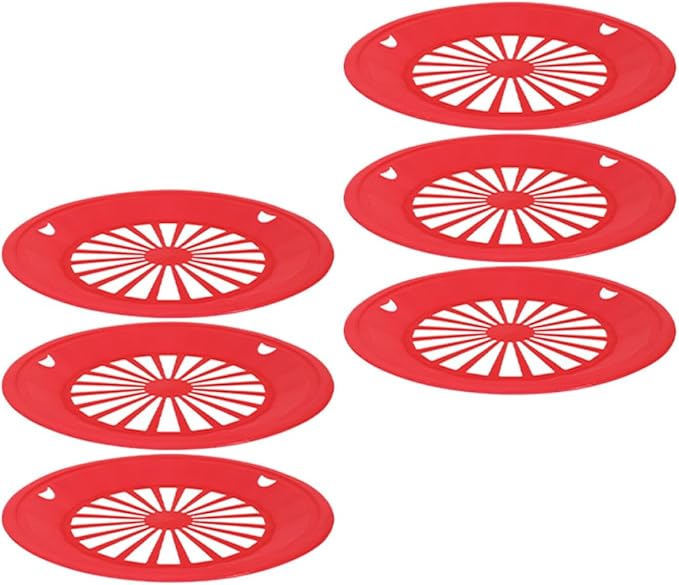 Bbq Hollow Serving Plates 6pcs Red Hollow-out Food Plates Reusable Party Picnic Supplies Commercial Food Serving Tableware