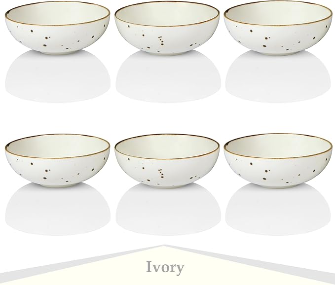 Esfour Round Porcelain Bowls - 20 Ounce - Set of 6 - Microwave, Oven, Dishwasher-Safe, Scratch Resistant, Porcelain Durable Small Dishes Bowls for Cereal, Salad, Pasta, Soup Dessert - Assorted Classic