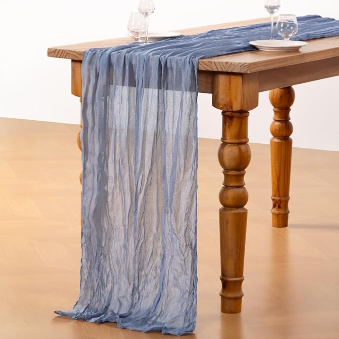 DeZerlor Dusty Blue Cheesecloth Table Runners 10 Pack Summer Boho Runners | - Image 5