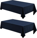 2 Pack Rectangle Tablecloth, 60x84 inch, Water Resistant Wrinkle Free Linen Textured Table Cloth Washable, Decorative Fabric Table Cover for Dining, Party and Camping, Navy Blue