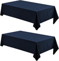 2 Pack Rectangle Tablecloth, 60x104 inch, Water Resistant Wrinkle Free Linen Textured Table Cloth Washable, Decorative Fabric Table Cover for Dining, Party and Camping, Navy Blue