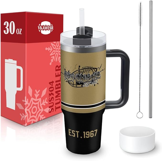 30 oz Tumbler with Handle and Straw,Car cup,Coffee Mug,100% Leakproof Insulated Tumbler with Lid and Straw,Made of Stainless Steel,Cup Holder Friendly Base,Classic Collection Gifts for Fans
