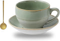 Porcelain Coffee Cup with Saucer Spoon, Vintage Design Ceramic Latte Art by Tvvtuww